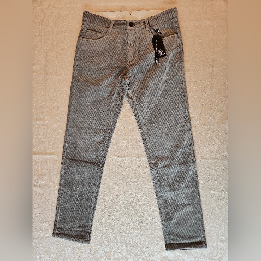 Grey Cotton Corduroy Pants, Size 30, Snover, NWT